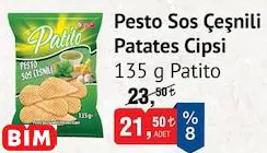 PATİTO PESTO SOS ÇEŞNİLİ PATATES CİPSİ 135 G